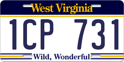 WV license plate 1CP731