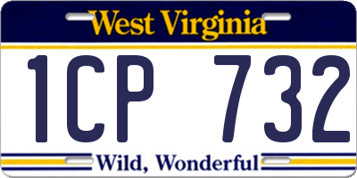 WV license plate 1CP732