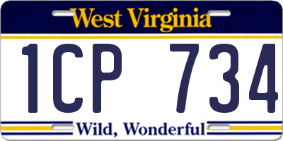 WV license plate 1CP734