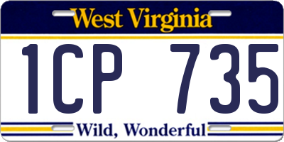 WV license plate 1CP735