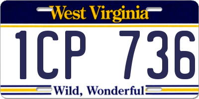 WV license plate 1CP736