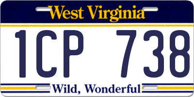 WV license plate 1CP738
