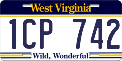 WV license plate 1CP742