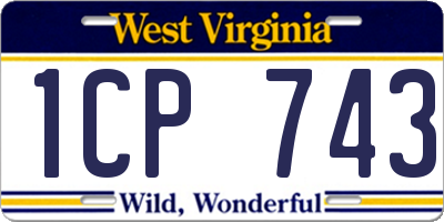 WV license plate 1CP743