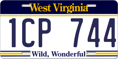WV license plate 1CP744
