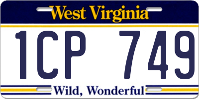 WV license plate 1CP749