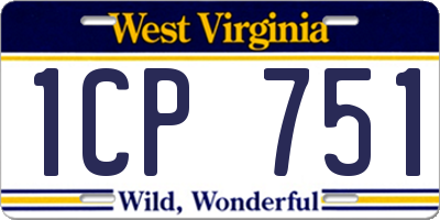 WV license plate 1CP751
