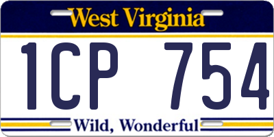 WV license plate 1CP754
