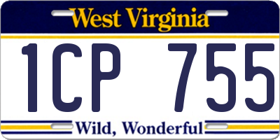 WV license plate 1CP755