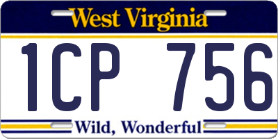 WV license plate 1CP756