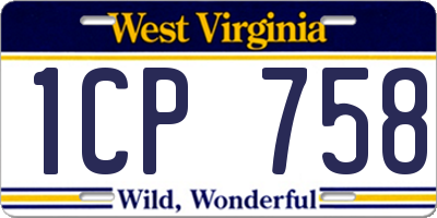 WV license plate 1CP758