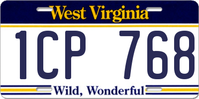 WV license plate 1CP768