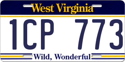 WV license plate 1CP773