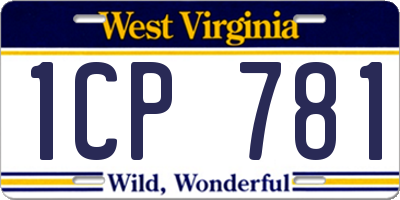 WV license plate 1CP781