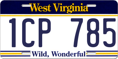 WV license plate 1CP785