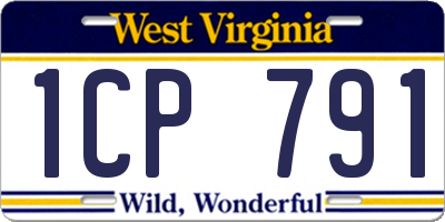 WV license plate 1CP791