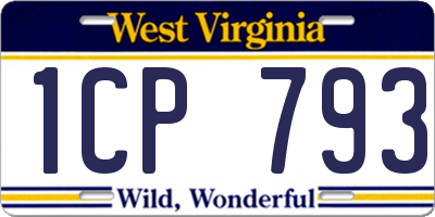 WV license plate 1CP793