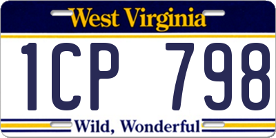 WV license plate 1CP798