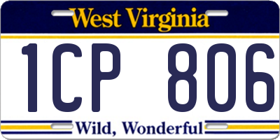 WV license plate 1CP806