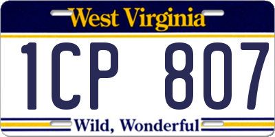 WV license plate 1CP807