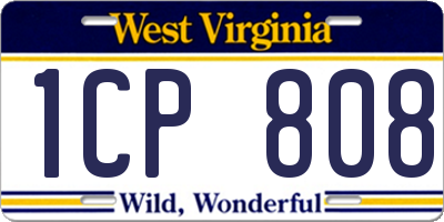 WV license plate 1CP808