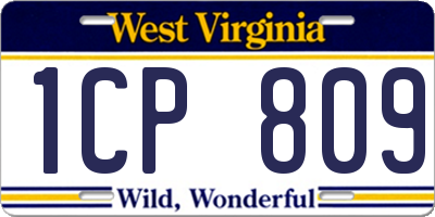 WV license plate 1CP809