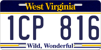 WV license plate 1CP816