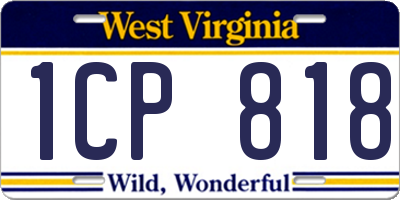 WV license plate 1CP818