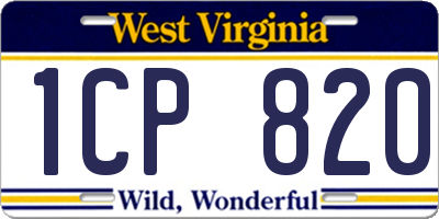 WV license plate 1CP820