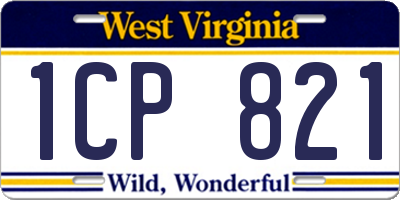 WV license plate 1CP821