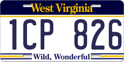 WV license plate 1CP826
