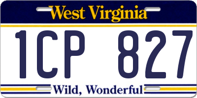 WV license plate 1CP827