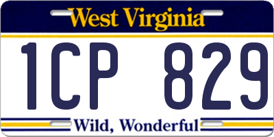 WV license plate 1CP829