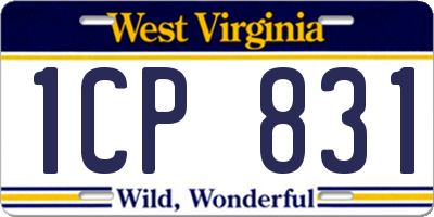 WV license plate 1CP831
