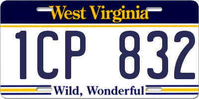 WV license plate 1CP832