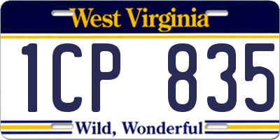 WV license plate 1CP835
