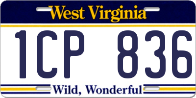 WV license plate 1CP836