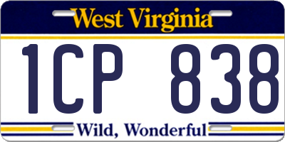 WV license plate 1CP838