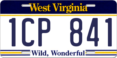 WV license plate 1CP841