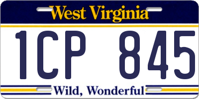 WV license plate 1CP845