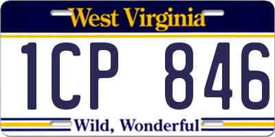 WV license plate 1CP846