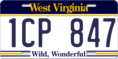 WV license plate 1CP847