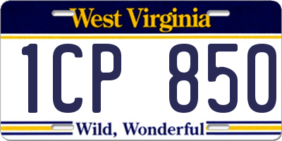 WV license plate 1CP850