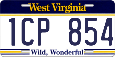 WV license plate 1CP854