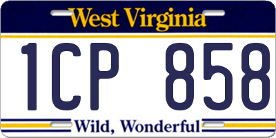 WV license plate 1CP858