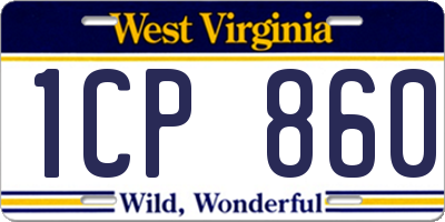 WV license plate 1CP860