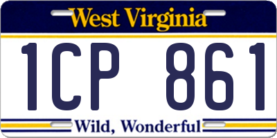 WV license plate 1CP861