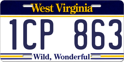 WV license plate 1CP863