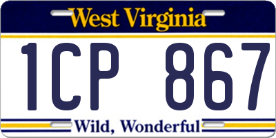 WV license plate 1CP867