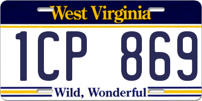 WV license plate 1CP869